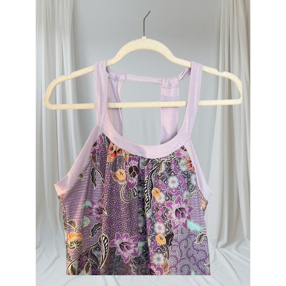 Prana Athletic Dress Built in Bra L Light Purple Floral Stretchy Fitted Sporty - Picture 4 of 9